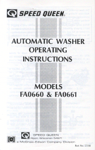 Manual Speed Queen FA0660 Washing Machine