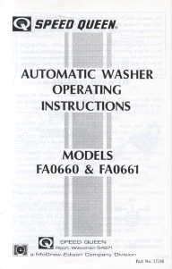 Manual Speed Queen FA0661 Washing Machine