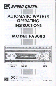 Handleiding Speed Queen FA3080 Wasmachine