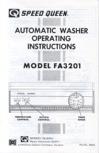 Manual Speed Queen FA3201 Washing Machine