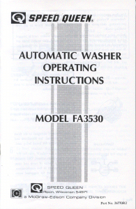 Manual Speed Queen FA3530 Washing Machine