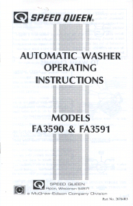 Manual Speed Queen FA3590 Washing Machine