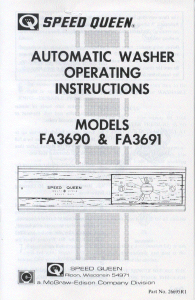 Handleiding Speed Queen FA3690 Wasmachine