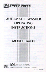 Manual Speed Queen FA4130 Washing Machine