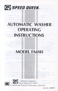 Handleiding Speed Queen FA4141 Wasmachine