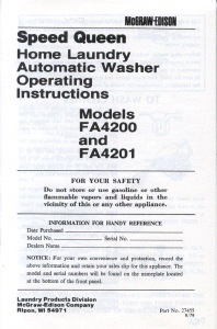 Manual Speed Queen FA4201 Washing Machine