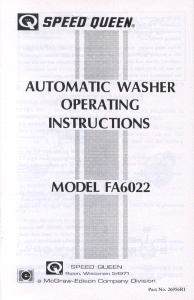 Manual Speed Queen FA6022 Washing Machine