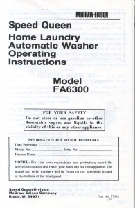 Manual Speed Queen FA6300 Washing Machine