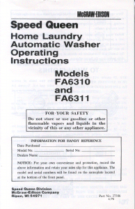 Manual Speed Queen FA6310 Washing Machine