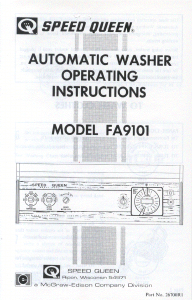 Handleiding Speed Queen FA9101 Wasmachine