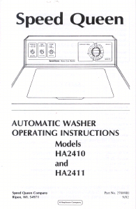 Manual Speed Queen HA2410 Washing Machine