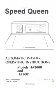 Manual Speed Queen HA3000 Washing Machine