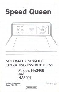 Handleiding Speed Queen HA3001 Wasmachine