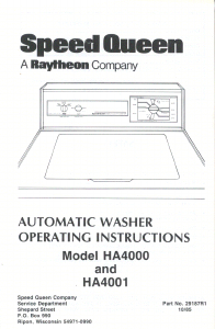 Manual Speed Queen HA4000W Washing Machine