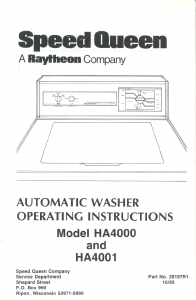 Manual Speed Queen HA4001W Washing Machine