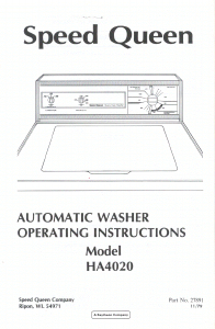 Manual Speed Queen HA4020 Washing Machine