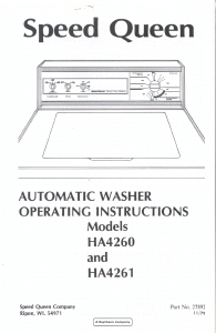 Manual Speed Queen HA4261 Washing Machine