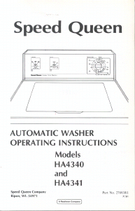 Manual Speed Queen HA4341 Washing Machine