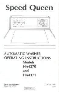 Manual Speed Queen HA4370 Washing Machine