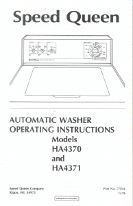 Manual Speed Queen HA4371 Washing Machine