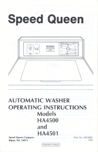 Manual Speed Queen HA4500 Washing Machine