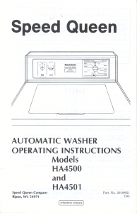 Manual Speed Queen HA4501 Washing Machine