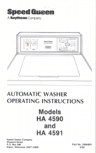 Manual Speed Queen HA4591 Washing Machine