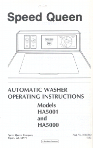 Manual Speed Queen HA5001 Washing Machine