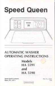 Manual Speed Queen HA5591W Washing Machine