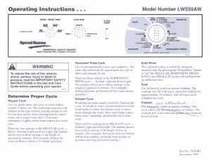 Handleiding Speed Queen LWS55AW Wasmachine
