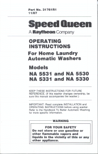 Manual Speed Queen NA5331W Washing Machine