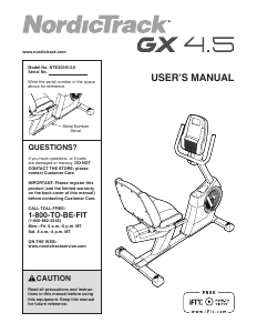 Manual NordicTrack GX 4.5 Exercise Bike