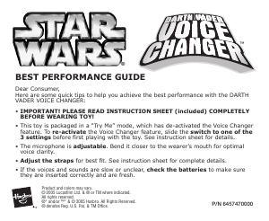 Manual Hasbro Star Wars Darth Vader Voice Changer Set