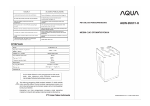 Panduan Aqua AQW-99XTF-H Mesin Cuci