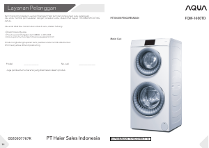 Panduan Aqua FQW-1600TD Mesin Cuci