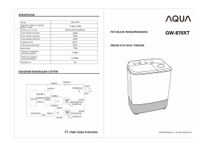 Panduan Aqua QW-870XT Mesin Cuci