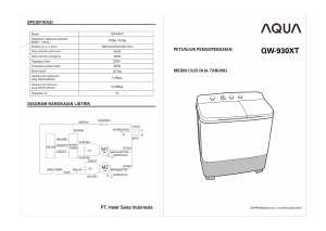 Panduan Aqua QW-930XT Mesin Cuci