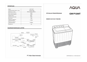 Panduan Aqua QW-P1200T Mesin Cuci
