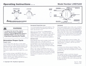 Manual Amana LWD75AW Washing Machine
