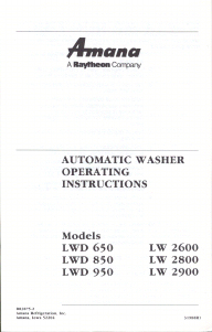 Manual Amana LWD650W Washing Machine