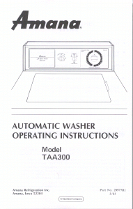 Manual Amana TAA300 Washing Machine