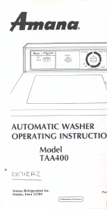 Manual Amana TAA400 Washing Machine
