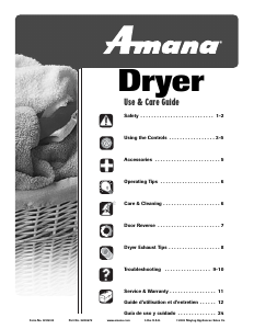Manual Amana NDG7800AWW Dryer