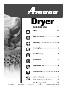 Manual Amana NDE2330AZW Dryer