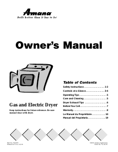 Manual Amana DLG231RAW Dryer