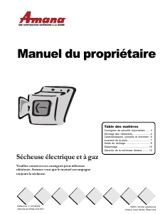 Mode d’emploi Amana ALG956EAC Sèche-linge