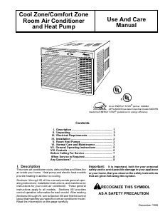 Manual Amana B18M33PAEH Air Conditioner