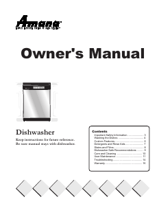 Manual Amana ADW550RAB Dishwasher