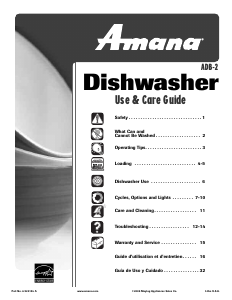 Manual de uso Amana ADB3500AWS Lavavajillas