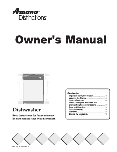 Manual Amana DDW361RAC Dishwasher